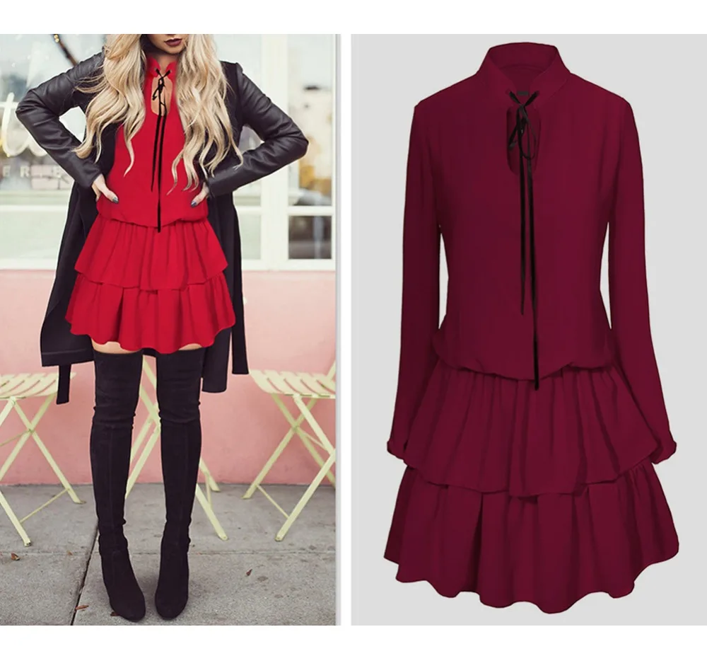2017 Europe and the United States fashion women's cotton and cotton leaf edge fashion Peng Peng dress special (5)