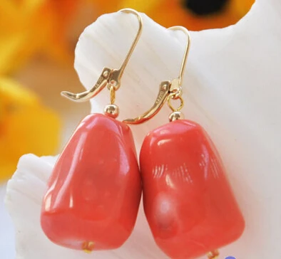 

Hot sell Noble- hot sell new - free shipping 13378 Natural pink baroque coral dangle earring