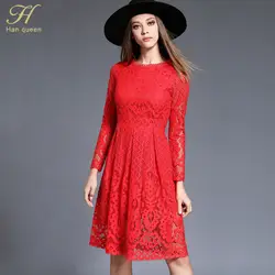 H han queen Vestidos новые осенние модные белые вечерние кружевные платья высокого качества, женские облегающие повседневные платья с длинным