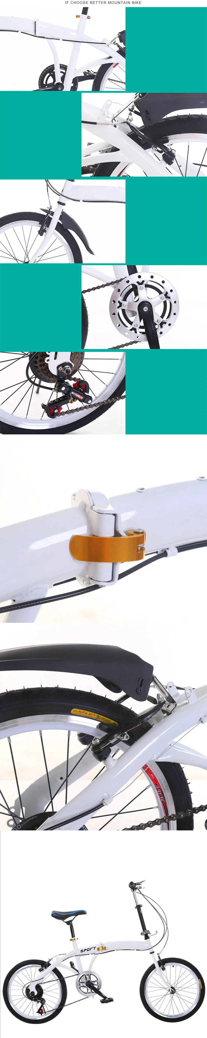 Sale 20-Inch Folding Bicycle with Variable Speed Adult White Bicycle 1