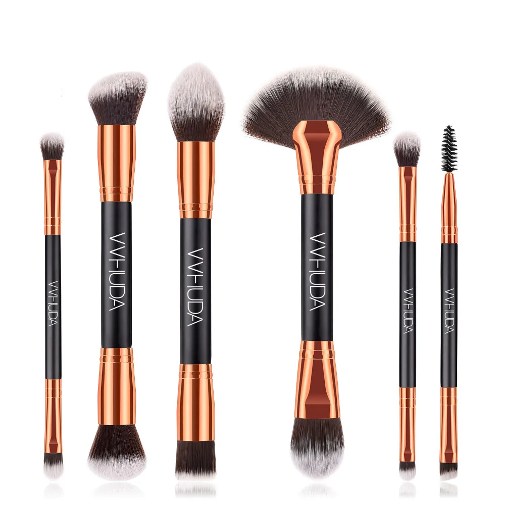 VVHUDA Professional Double Ended Brush Set 6Pcs Two Ways Makeup Brushes