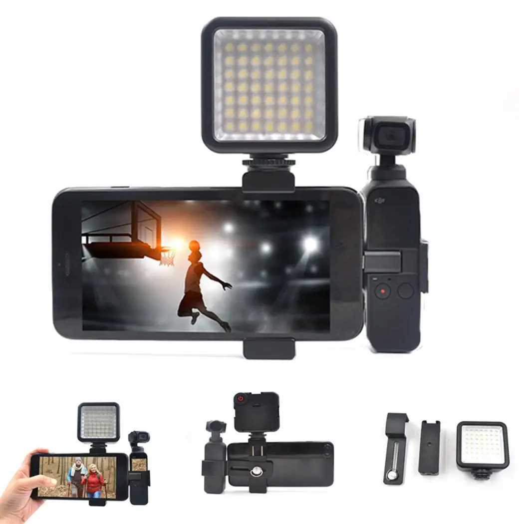 

LED Flash Fill Light Aluminum Alloy Black Phone Clip 126g Accessories for OSMO Pocket