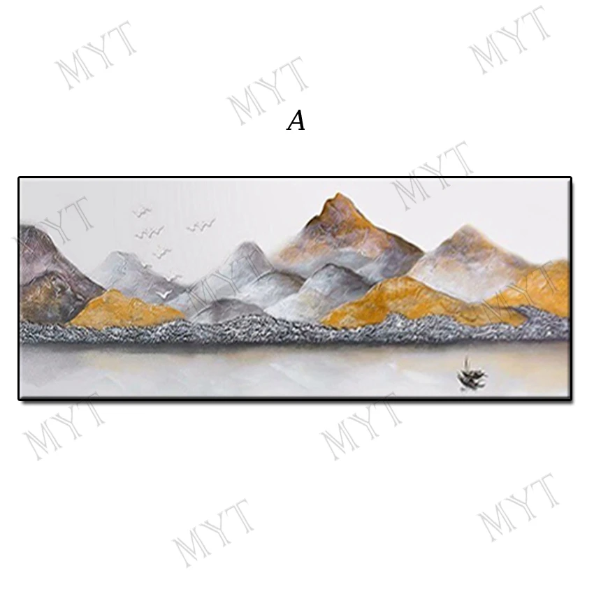 

Hot Beautiful scenery Abstract Oil Paintings Home Decor Pictures For Living Room Wall Cheap gold mountains painting No Framed