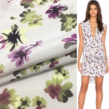 Песок Мыть Фиолетовый Мини цветочный принт шелк крепдешин шелковая ткань 16momme 136 см ширина по двору, SCDC640