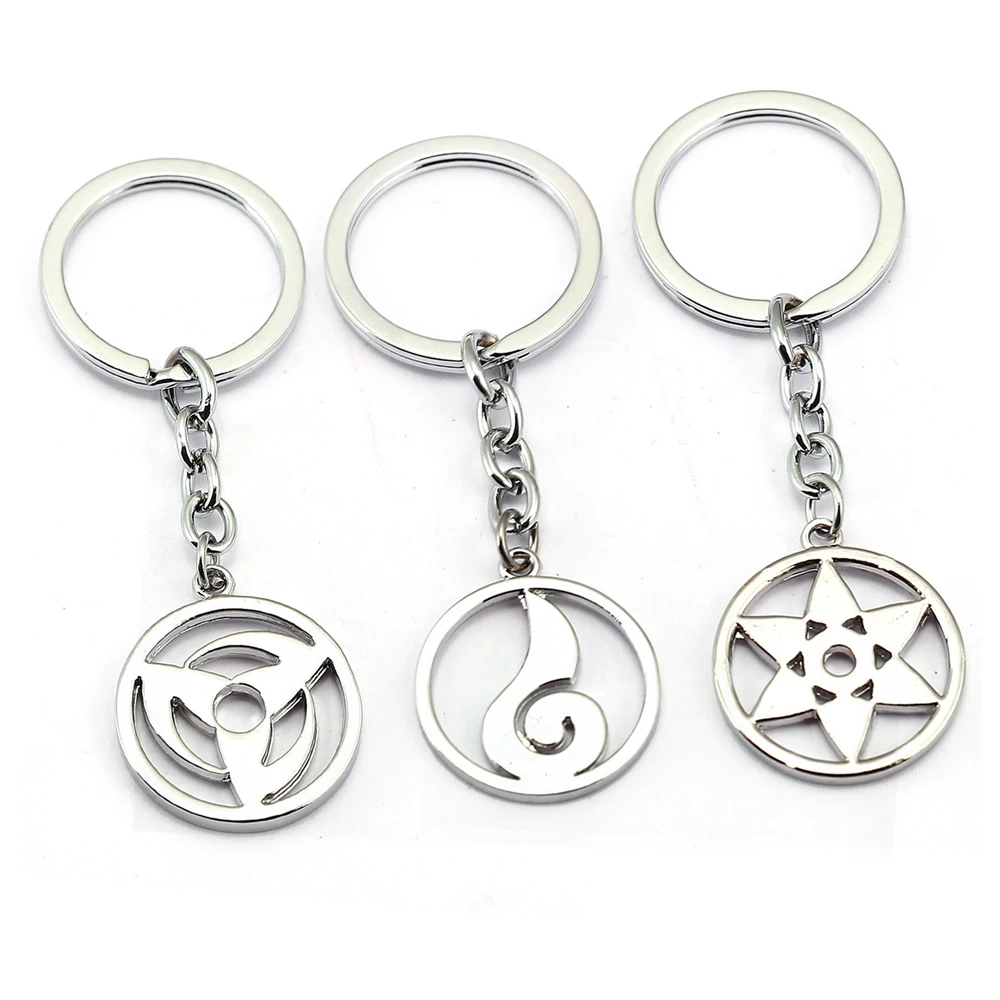 

2019 Naruto Uzumaki Amulet Keychains Cartoon Anime Uchiha Sasuke Itachi Metal Pendant Keychain Keyring for Woman Man Bags Gifts
