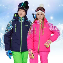 Зимний детский лыжный комплект для девочек, уличная куртка для сноуборда лыжный костюм для мальчиков Водонепроницаемая толстовка с капюшоном Terno Esqui теплая и ветрозащитная