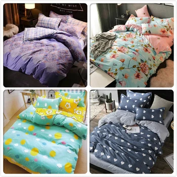 

Fitted Sheet 4 pcs pieces Bedding Set Kids Cotton Bed Linen 150x230 Duvet Cover Single Twin Full Queen Size 1.2m 1.5m Bedclothes