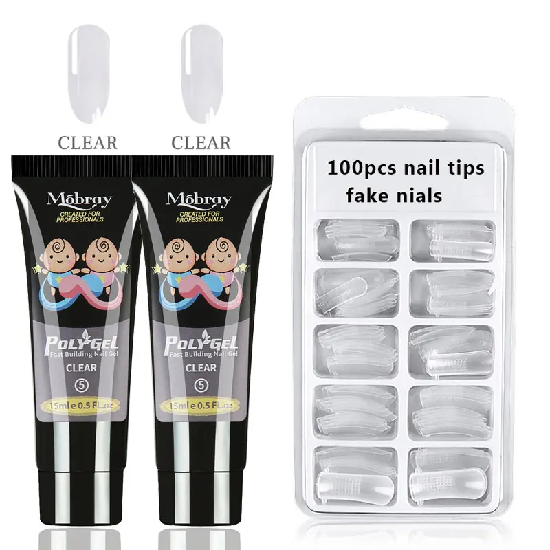 

Beateal Nail Acrylic Poly Nail Extention Gel Set Pink White Clear Crystal UV LED Builder Gel Tips Slip Solution Quick Extension