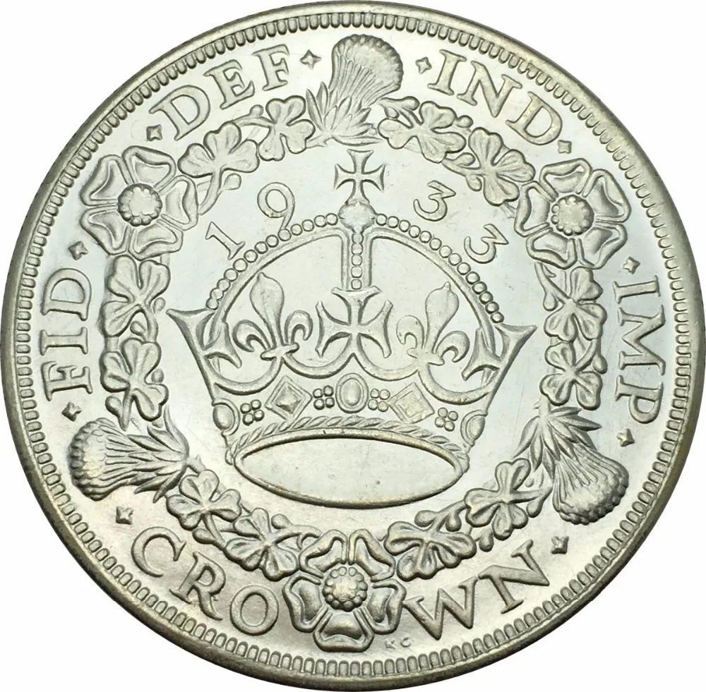 

United Kingdom Copper Silver Plaiting 1933 Crown Copy Coin Good Quality Can Make The Different Color