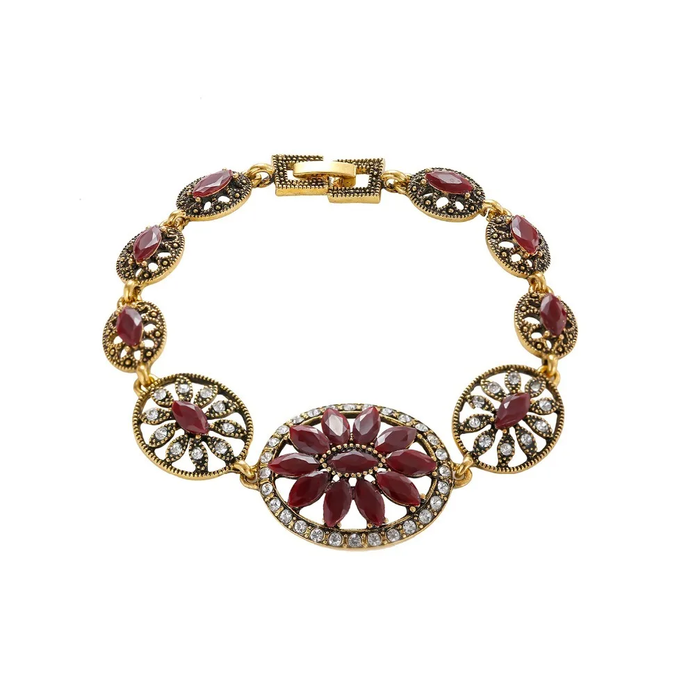 YIMLOI Luxury Red Bracelets Fashion Gold Bracelet For Women Trendy