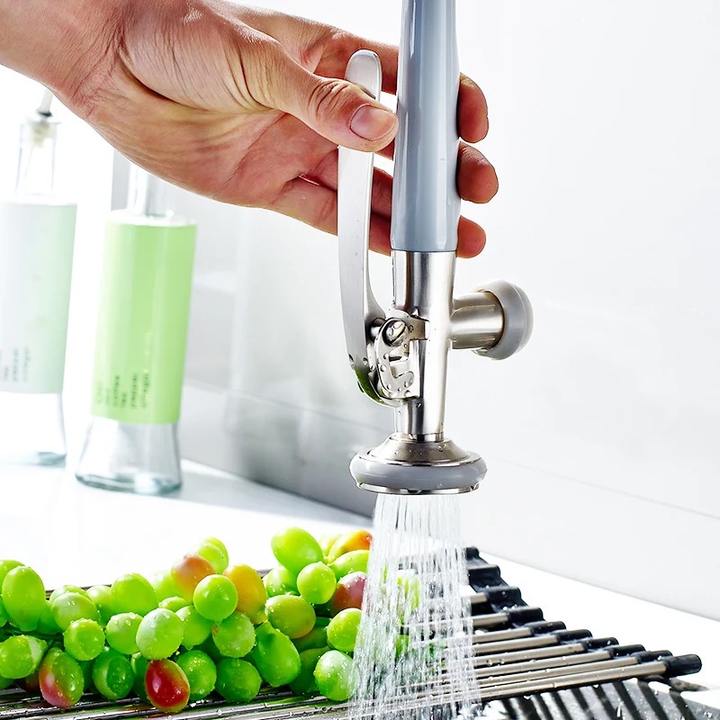 Fapully Kitchen Faucet Mixer Nickle Brushed Dual Sprayer Swivel Rotatable Hot Cold Sink Water Tap Mixer
