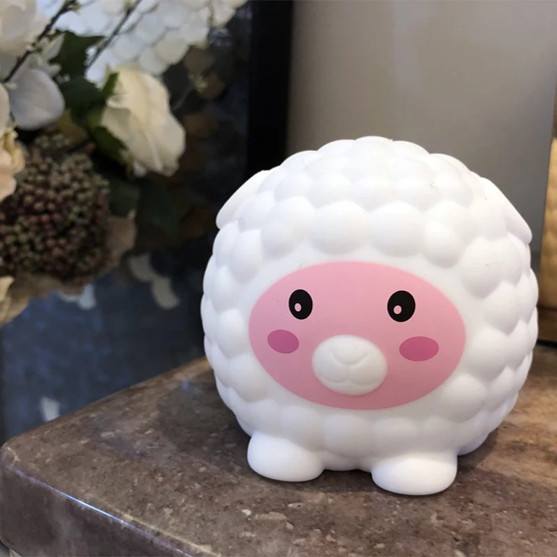 

7 Colors Multicolor Cartoon Cute Sheep Pat Light Soft Silicone Table Lamp Home Decor for Baby Kids Touch Control Night