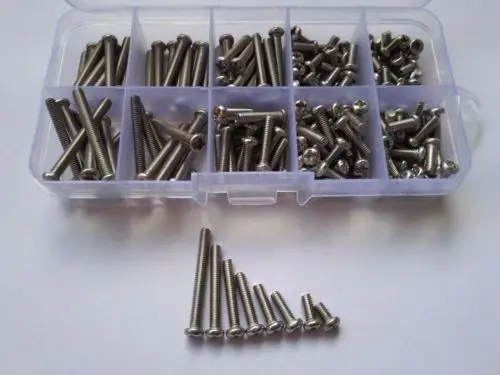 

200pcs M3.5 Phillips Round Head Stainless Steel Screw Bolt Assortment Kit Set