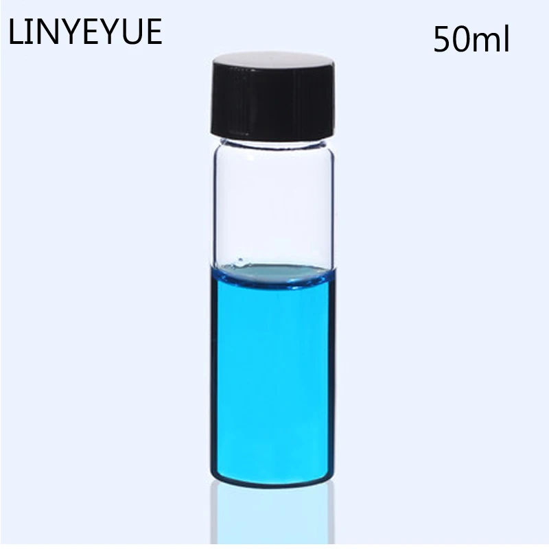 

50ml Glass Sample Bottles Essential oil Vial with PE Inner pad Screw Cap Glass Test Tube Laboratory Bottle Supplies Pack 10
