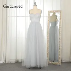 Gardenwed Дешевые Серый вечернее платье 2019 халат soiree Новое поступление Плиссированные Тюль Длинные женские вечерние платья