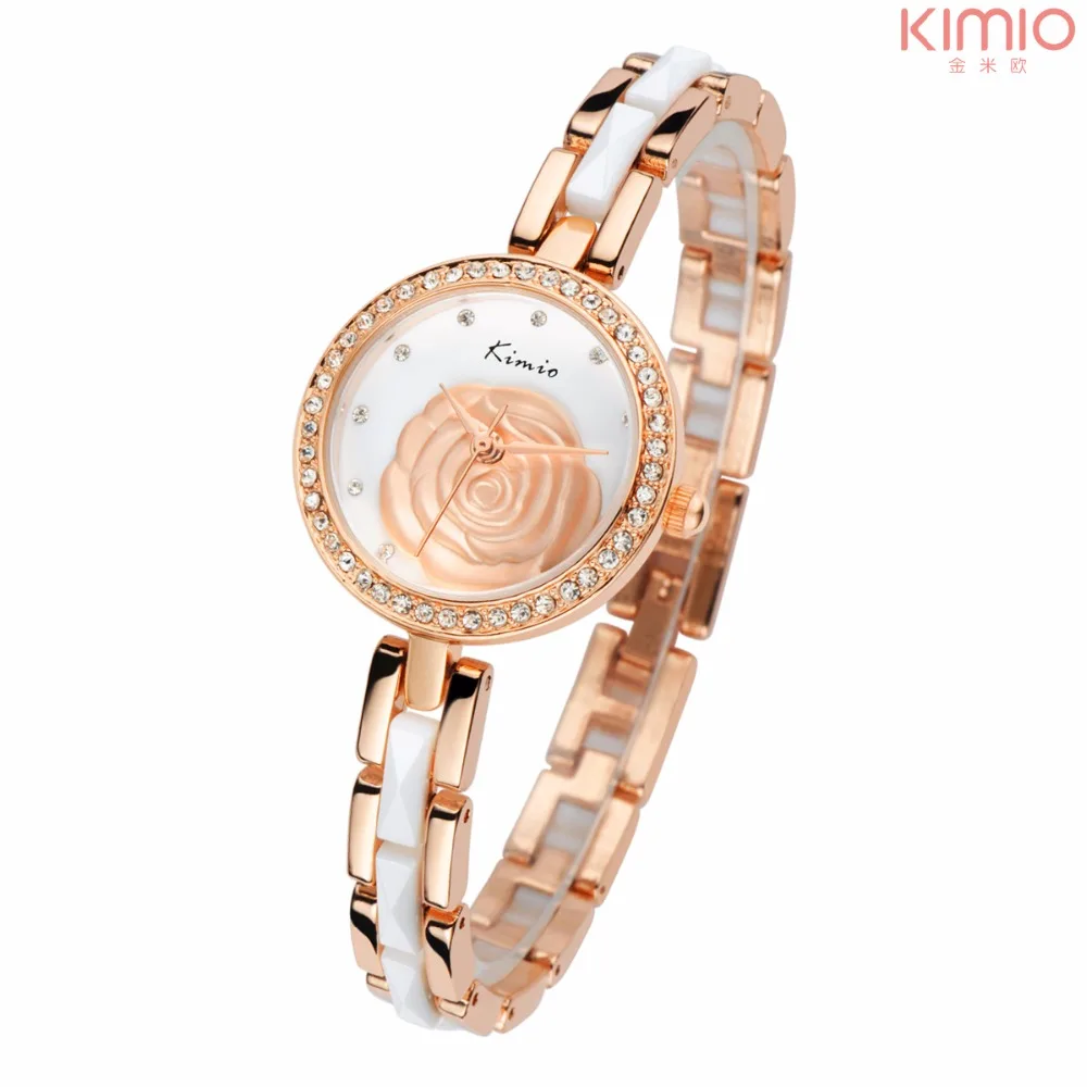 

2016 new arrival watch women luxury brand Rhinestone crystal Camellia ladies bracelet quartz-watch montre femme de marque clock