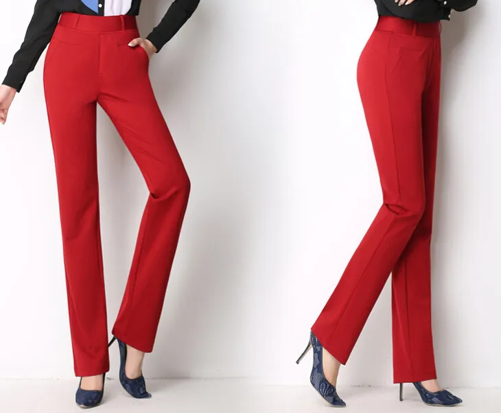 Высокая талия эластичные брюки для женщин повседневные эластичные талии плюс размер сплошной цвет женские брюки весна осень черный белый ssh0602