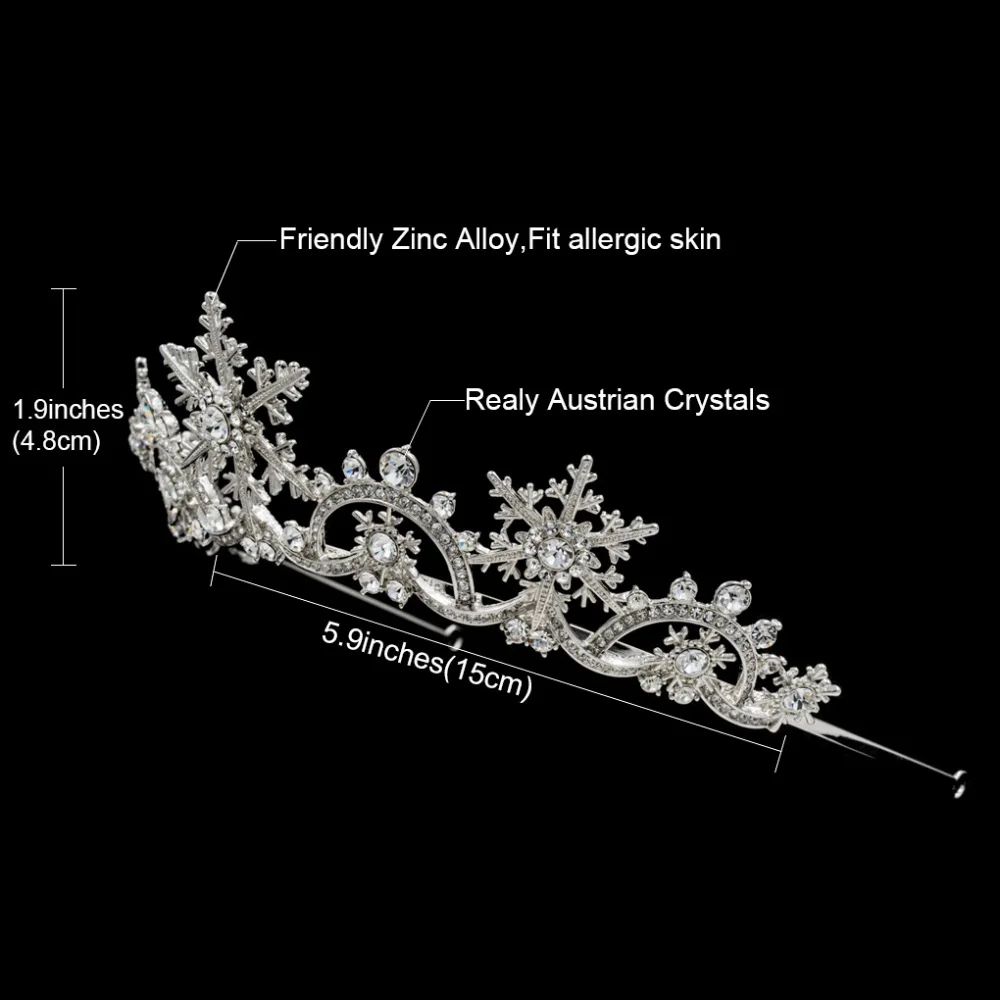 Настоящие Австрийские кристаллы для женщин принцесса тиара-Снежинка свадебная корона рождественские украшения для волос аксессуары SHA8756