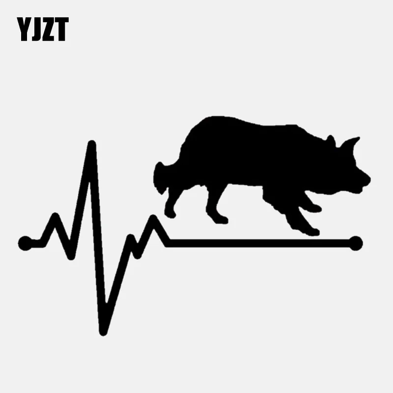 

YJZT 14.4CM*9CM Cool Border Collie Lifeline Heartbeat Vinyl Black/Silver Car Sticker C22-1138