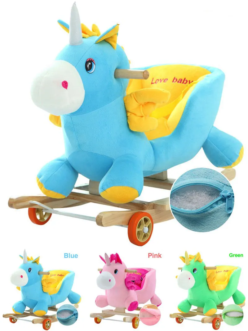 Date Rid Sur Cheval A Bascule Nouveau Ne Bebe Tour Sur Le Jouet Des Animaux Licorne Transport En Bois Musical Licorne Jouets Pour Enfants Cadeau Aliexpress
