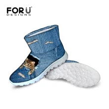 Brand Women’s Boots Animal Cat Dog Printing Short Cotton Warm Snow Boots Female Girls Winter Ankle Boots Botas Femininas