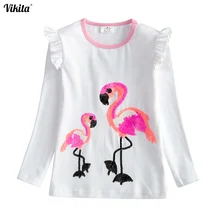 VIKITA футболки с длинными рукавами для девочек Детская футболка в полоску с цветочным рисунком хлопковая футболка для маленьких девочек осенне-зимние топы для девочек RELT4591