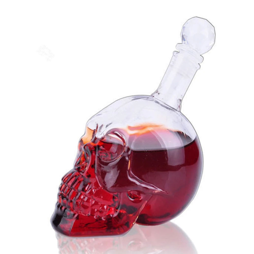 

Whiskey Vodka Wine Decanter Bottles Creative Crystal Skull Head Bottle Whisky Glass Beer Spirits Cup Water Glass Club Bar Home