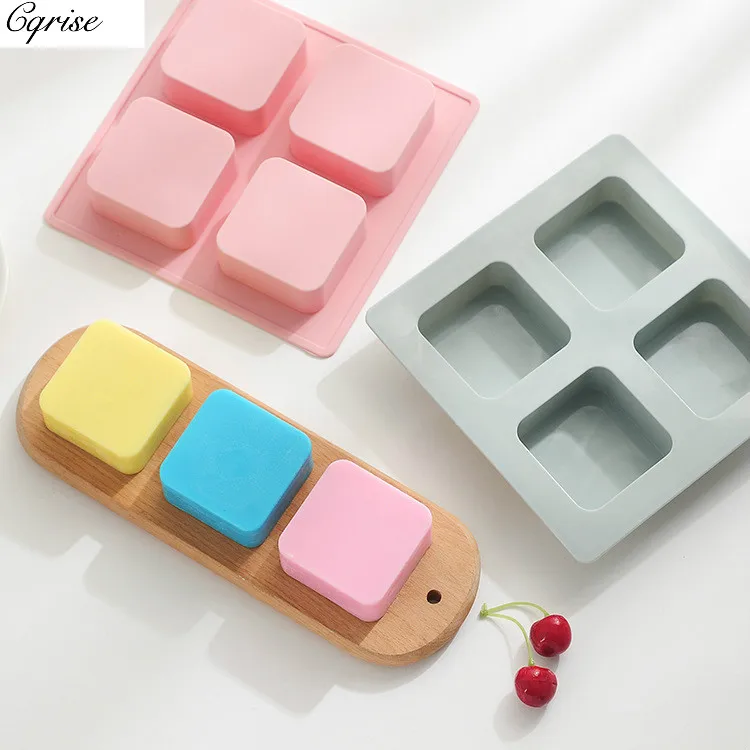 4holes Square Shape Silicone Mold Soap Mold 3d Candle Mold Soap Molds