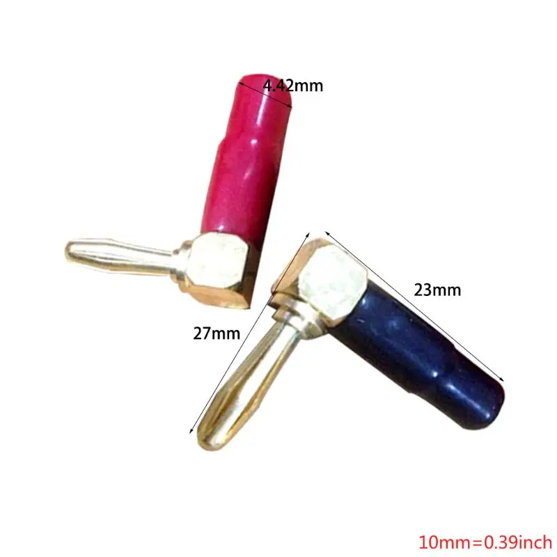 4 pcs total Hi-end Copper Right Angle/90 Degree Screw Type Banana Plug / Speaker Cable Connector