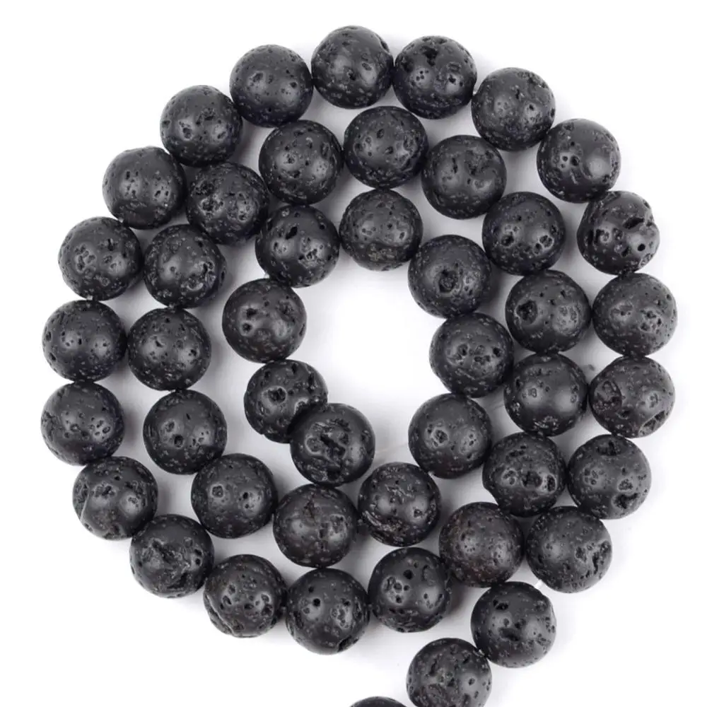Бусины из натурального камня Круглые микс тусклые полированные Агаты бусины из яшмы свободные бусины для изготовления ювелирных изделий 4-10 мм Diy браслет 15" - Цвет: Black Lave