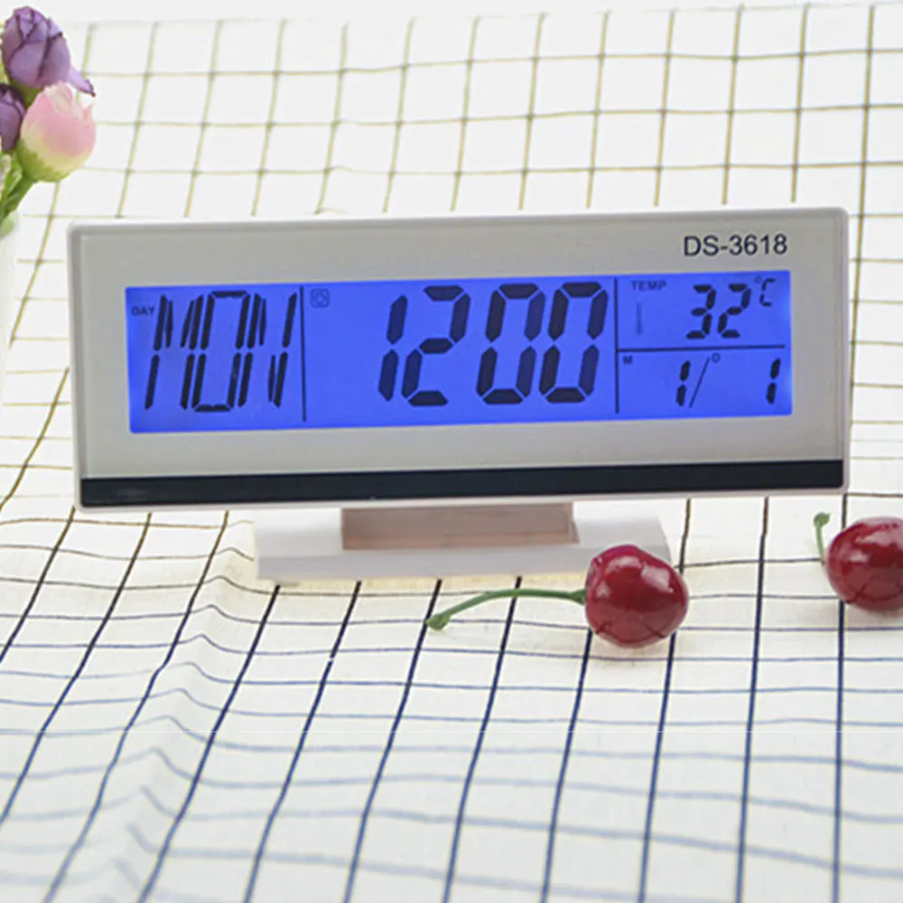 Модные Бизнес индукции ремень Температура вечный календарь Multi-Функция настольные электронные часы