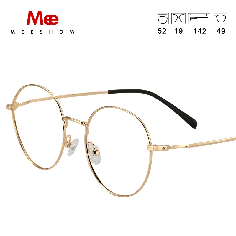 Очки из сплава Tianium, оправа wo для мужчин, сверхлегкие круглые очки для близорукости, пресбиопии, очки по рецепту, женские очки для глаз - Цвет оправы: gold