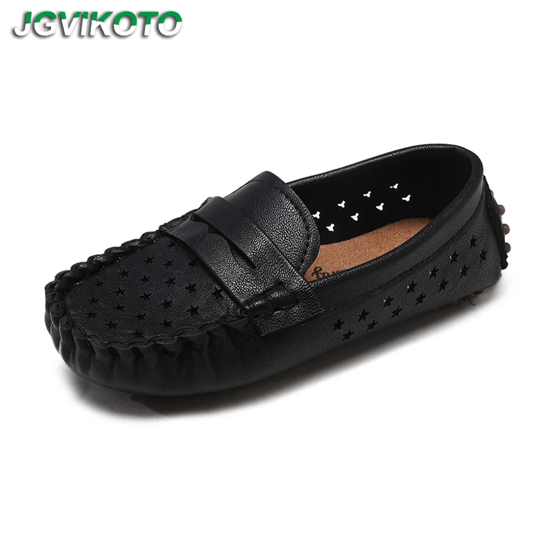 

New Kids Casual Shoes Boys Loafers Fashion Children's Flats Soft Breathable Cut-outs Leather Shoes For Big Boy Moccasin Slip-ons