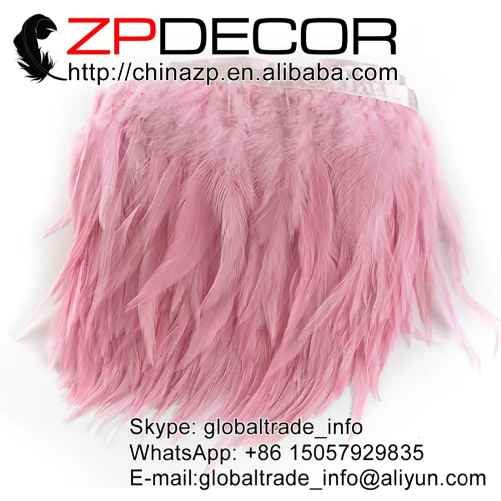 

ZPDECOR 5-6 inch Handwork Premium Quality Pink Strung Chinese Rooster Saddle Feathers Trim For Dancing Feathers Dress