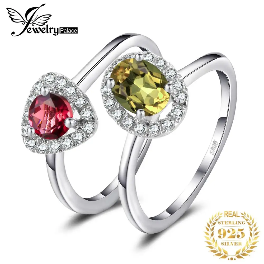 JewelryPalace Мода Многоцветный подлинное турмалиновое кольцо стерлингового серебра