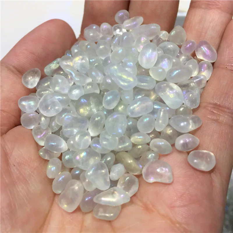 100g Rainbow Angel Aura Crystal Tumbled Stone Natural Quartz Crystal Healing Specimen Minerals Home Desk Aquarium Decoration