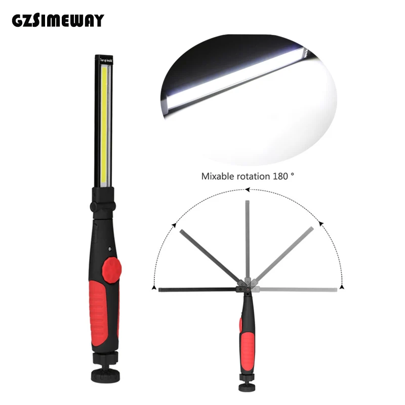 

USB Rechargeable LED Work Light Rotated Foldable Portable COB Flashlight Torch Car Repairing Bar Light Torch 10W White
