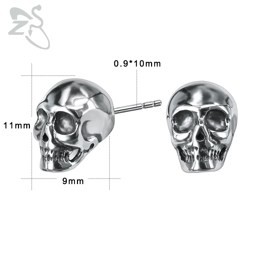 ZS панк-рок 316L серьги-гвоздики из нержавеющей стали для мужчин 2 шт. хип-хоп серьга с черепом с красным CZ камнем мужские байкерские готические ювелирные изделия - Окраска металла: Skull 6