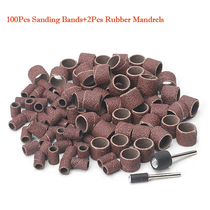 100 Pcs 1/2" and 1/4" Sanding Band Sleevesand and Drum Kit Sandpaper