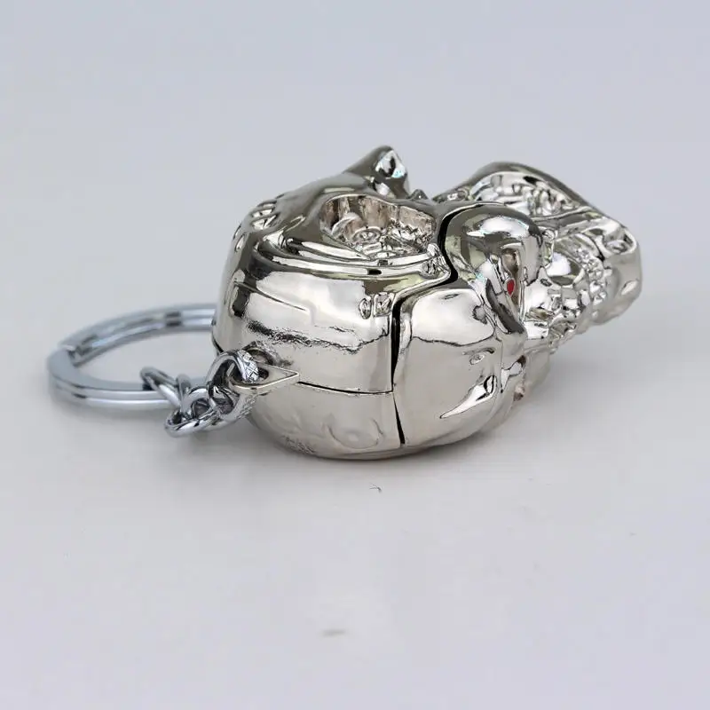 Punk Movie Terminator 3D Skull Head Keychain Cool Heavy Metal Skull Key Chain Car Pendant Keyring Accessories Gift
