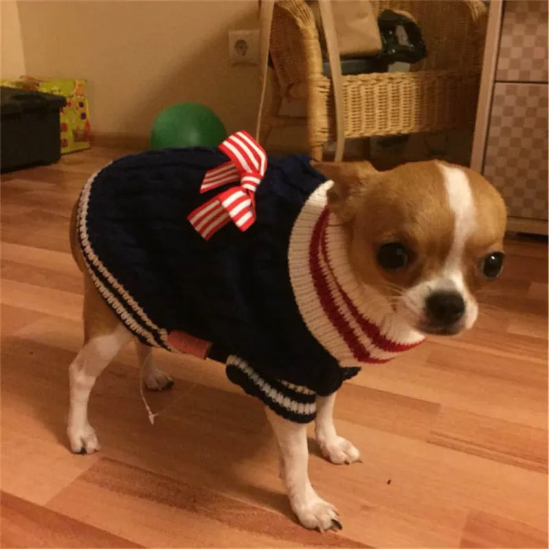 Navy Blue Red Pet Dog Clothes Warm Sweater Puppy Coat Winter Outfit For Small Pet Dog Chihuahua Teddy Clothes Dog Sweater Coat  19