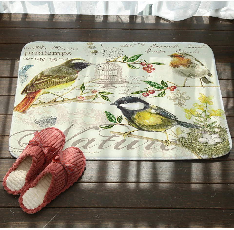 Miracille Коврик для прихожей с рисунком птицы бабочки вишни коралловые бархатные коврики для дома, гостиной, Противоскользящий коврик для ванной