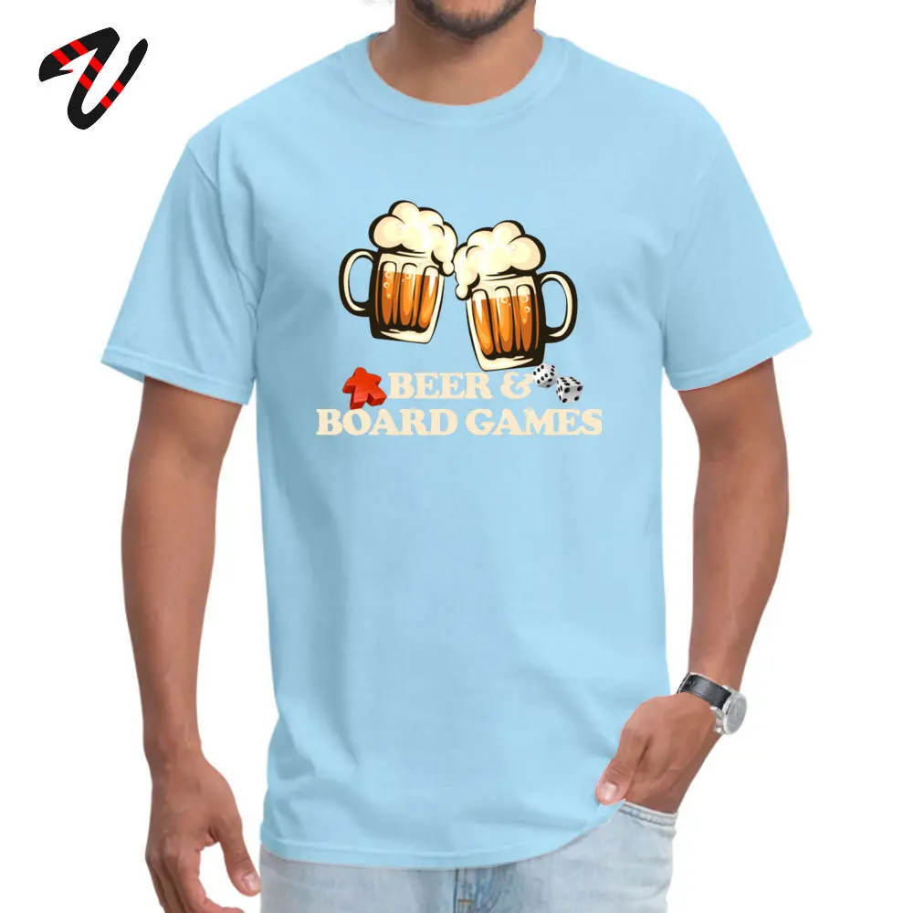 Beer and Board Games Round Neck T-Shirt Fall Tops Shirts Short Sleeve Slim Fit 100% Cotton Summer T Shirt Hip hop Men Beer and Board Games 26437 light