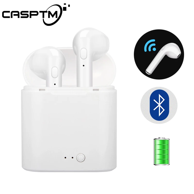 Koop CASPTM Draadloze Bluetooth 4.2 Oortelefoon i7s TWS Sport Opladen Opbergdoos In Oor Oordopjes Oortelefoon Headset Voor iPhone Voor Xiaomi