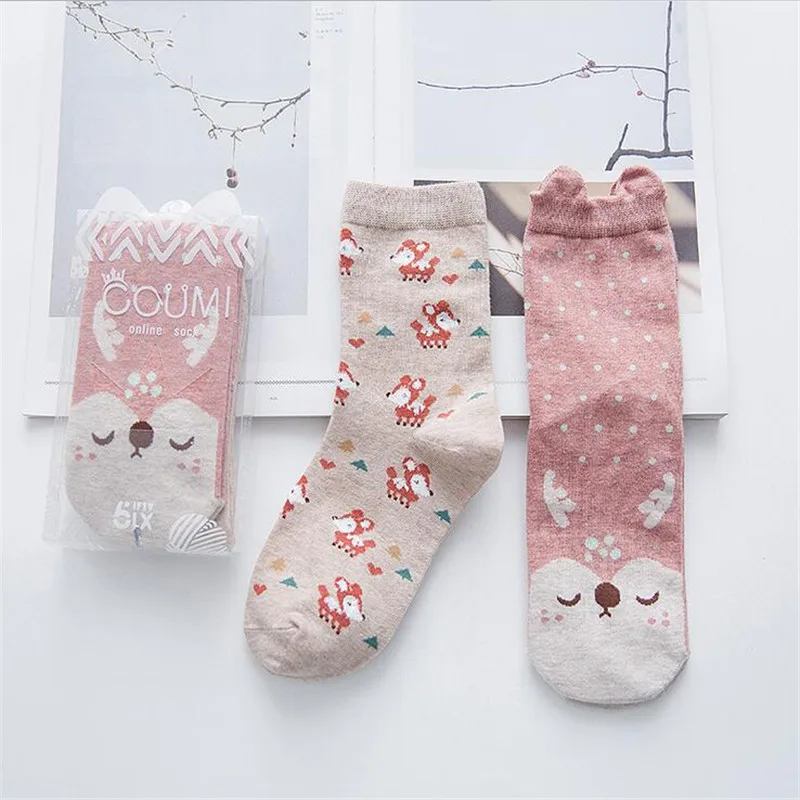 Носки женские хлопковые с мультяшным принтом 2 пары|cotton socks women|animal womenanimal |