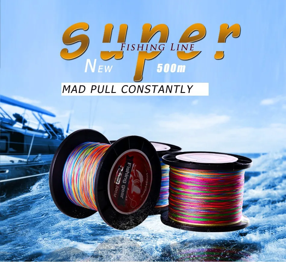 Sougayilang 500M Fishing Line 0.4-8.0 Brand High Quality 4 Strands Multifilament Braided Fishing Line Multicolor Fishing Tackle