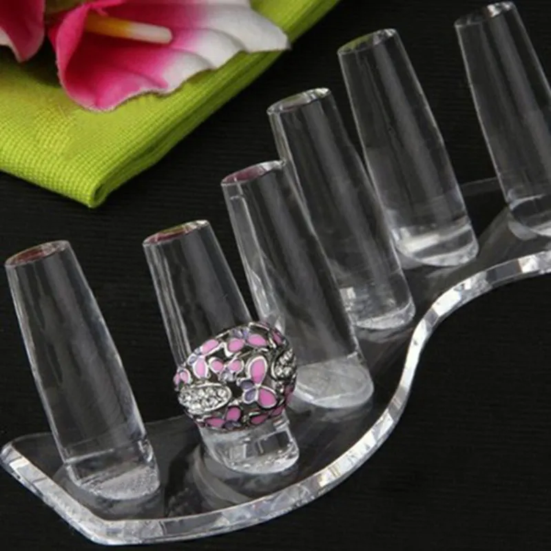 Новый 6 палец S Форма Jewelry Кольцо Дисплей Держатель подставка (прозрачный)|ring display
