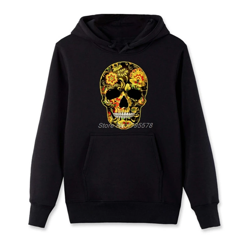 Hooded Sweatshirt Mens Classic Pullover Fleece Hoodie Mexican Sugar Skull