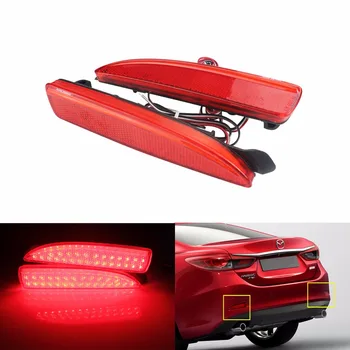 

ANGRONG 2x Rear Bumper Reflector Red Lens Cover Fog Tail Stop Brake Light lamps For Mazda