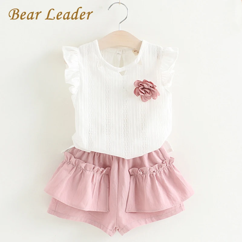 الدب زعيم الفتيات مجموعة ملابس 2019 جديد طقم ملابس صيفي الاطفال الملابس فلو المطبوعة تي شيرت + السراويل 2 قطعة دعوى ل 2-6 سنوات
